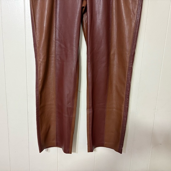 Nanushka Vinni Patchwork Vegan Leather Pants Brown Size XL LuxeTrousers - Picture 6 of 14